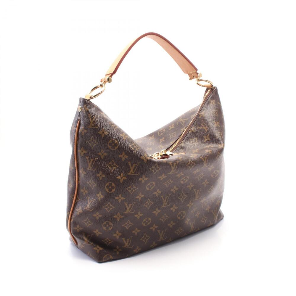 Louis Vuitton Brown Bag Canvas Leather Shoulder Monogram Sully